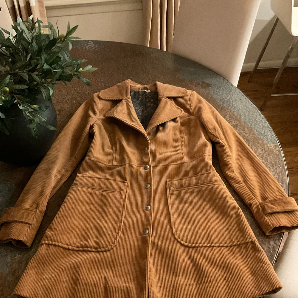 Free People Tan/Rust corduroy coat